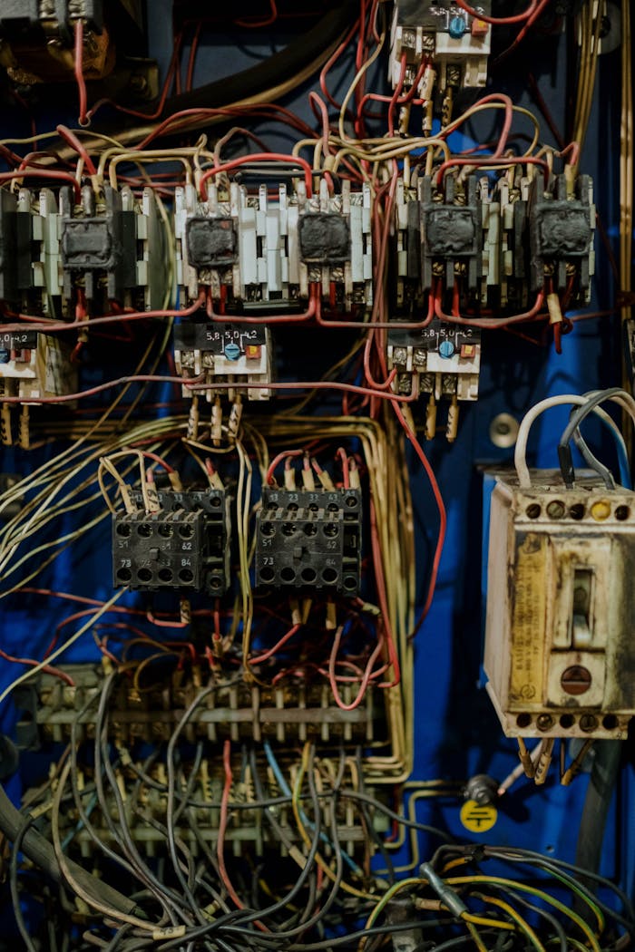 Electrical Wires Connected on Conductors
